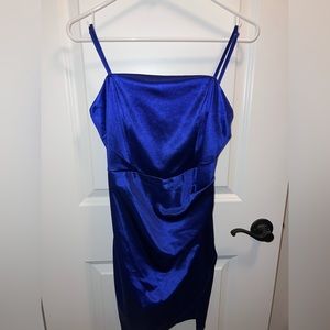 Blue Satin Mini Dress